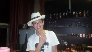 Yanghong in Mark's panama hat